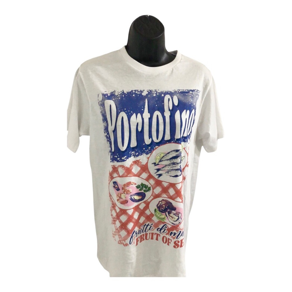 Portofino Frutti di mare fruit of the sea sardine white t-shirt size large brand View 2